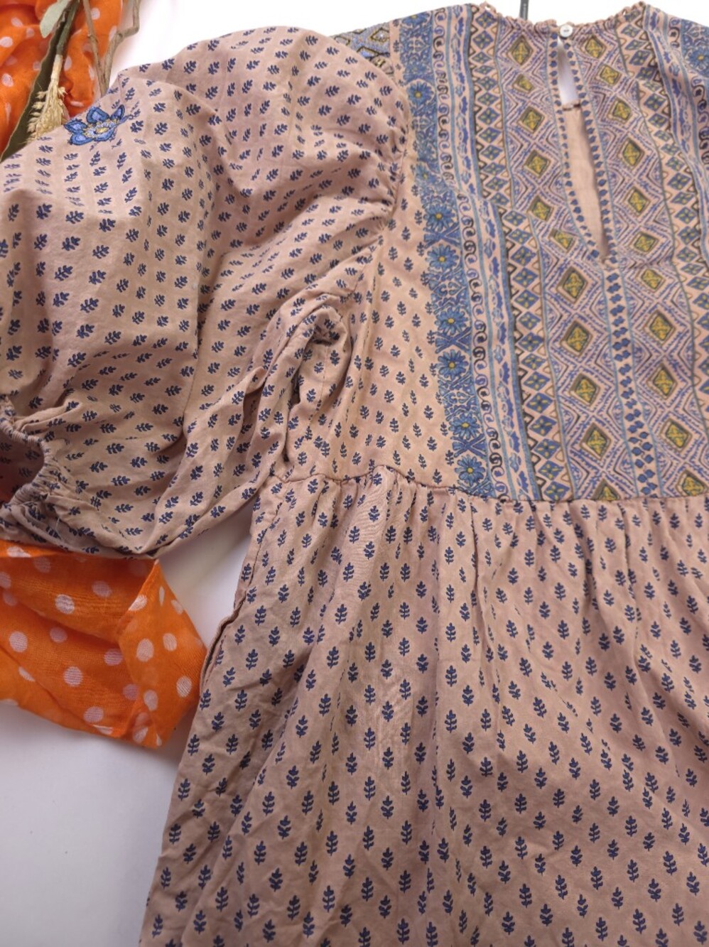 Anthropologie Embroidered Boho Peasant Dress Dusty Rose Sz M - Picture 12 of 15